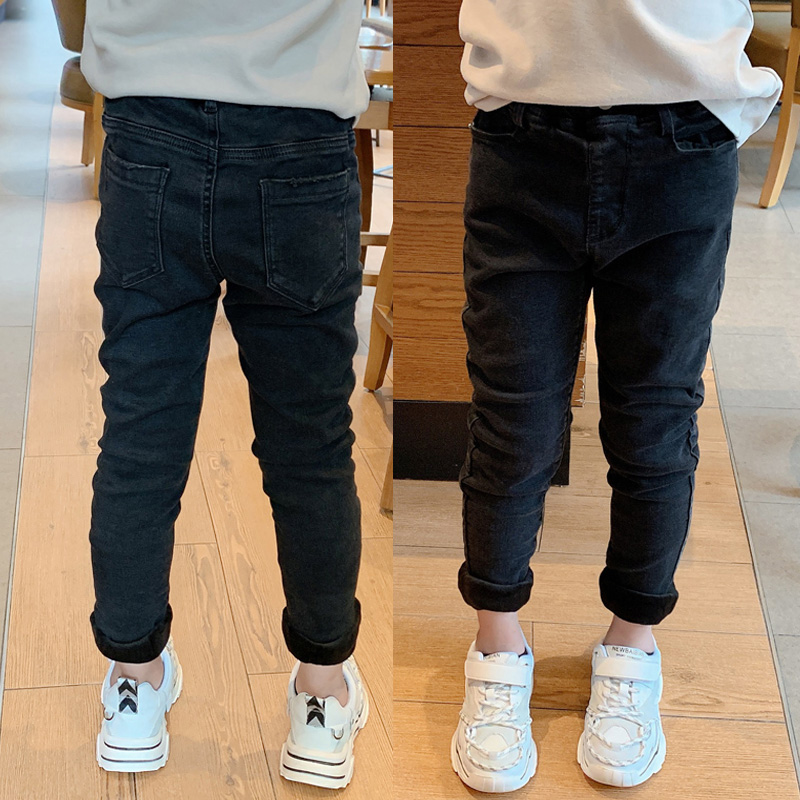 男童牛仔裤春秋韩版中大童小脚修身款裤子潮儿童男孩黑色铅笔裤潮