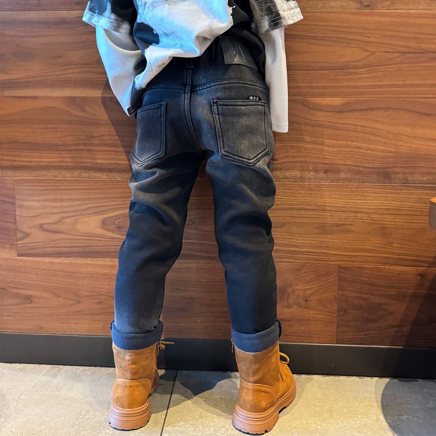 男女童加绒牛仔裤子小脚修身