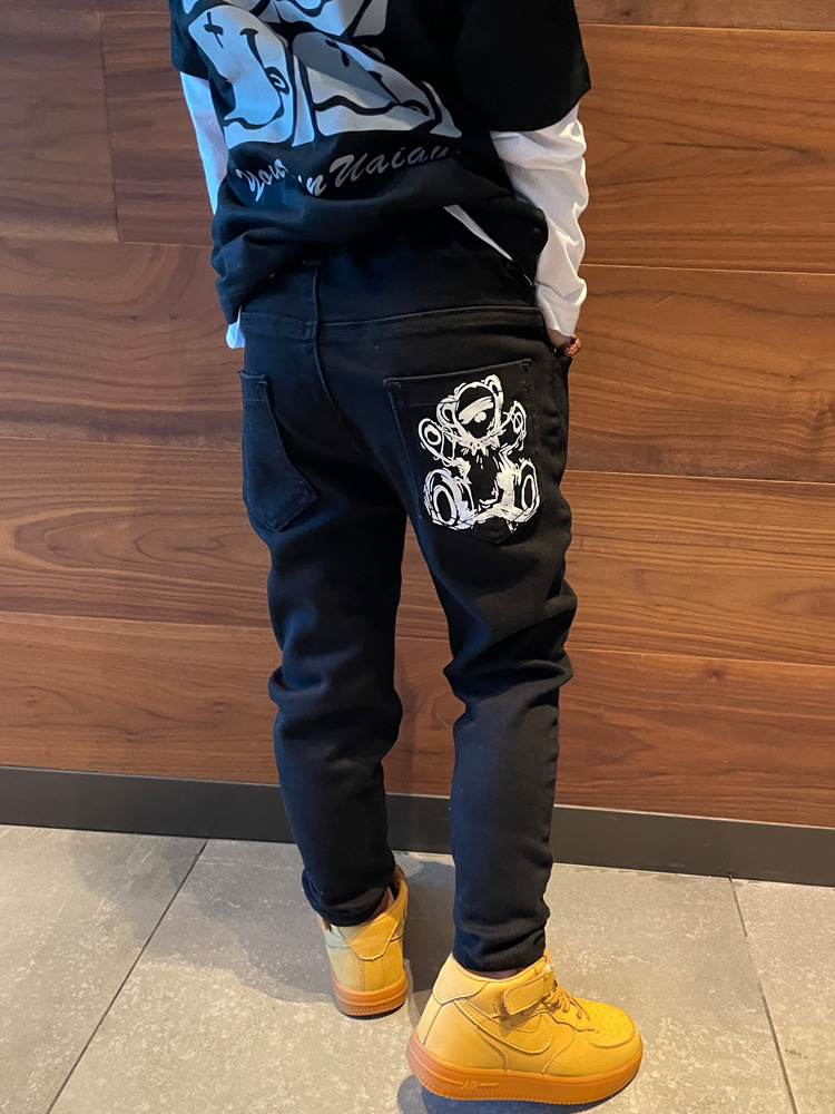 男童黑色瘦版小脚修身牛仔裤子弹力2025秋季新款潮流宝宝儿童长裤