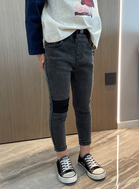 女童小脚修身牛仔裤子