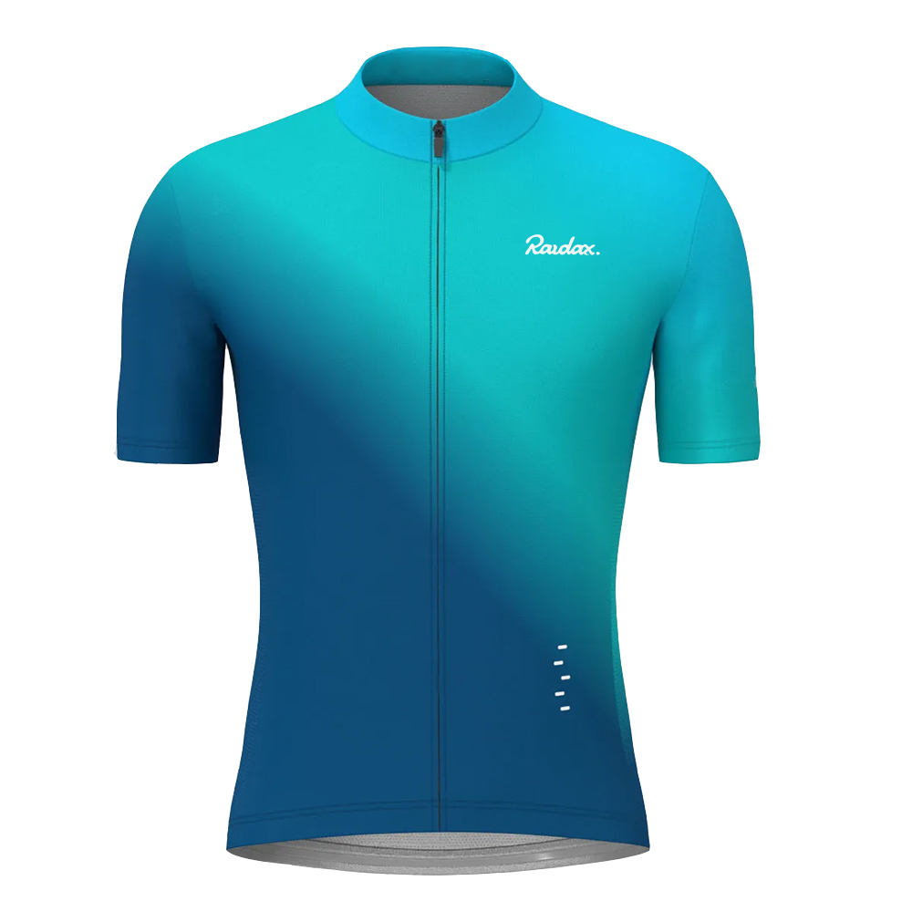 休闲渐变夏季高弹牛奶丝速干骑行服男短袖公路自行车运动上衣透气