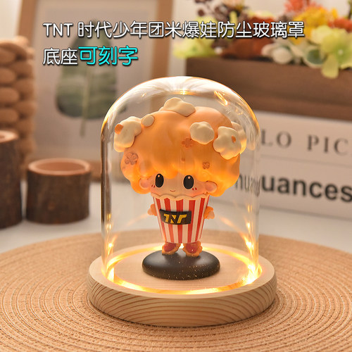 时代少年团三专米爆娃TNT手办公仔明星周边玻璃罩防尘罩展示盒