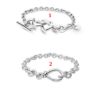 潘家S925纯银经典款心意交织素链手链永恒符号素链轻奢小众手链