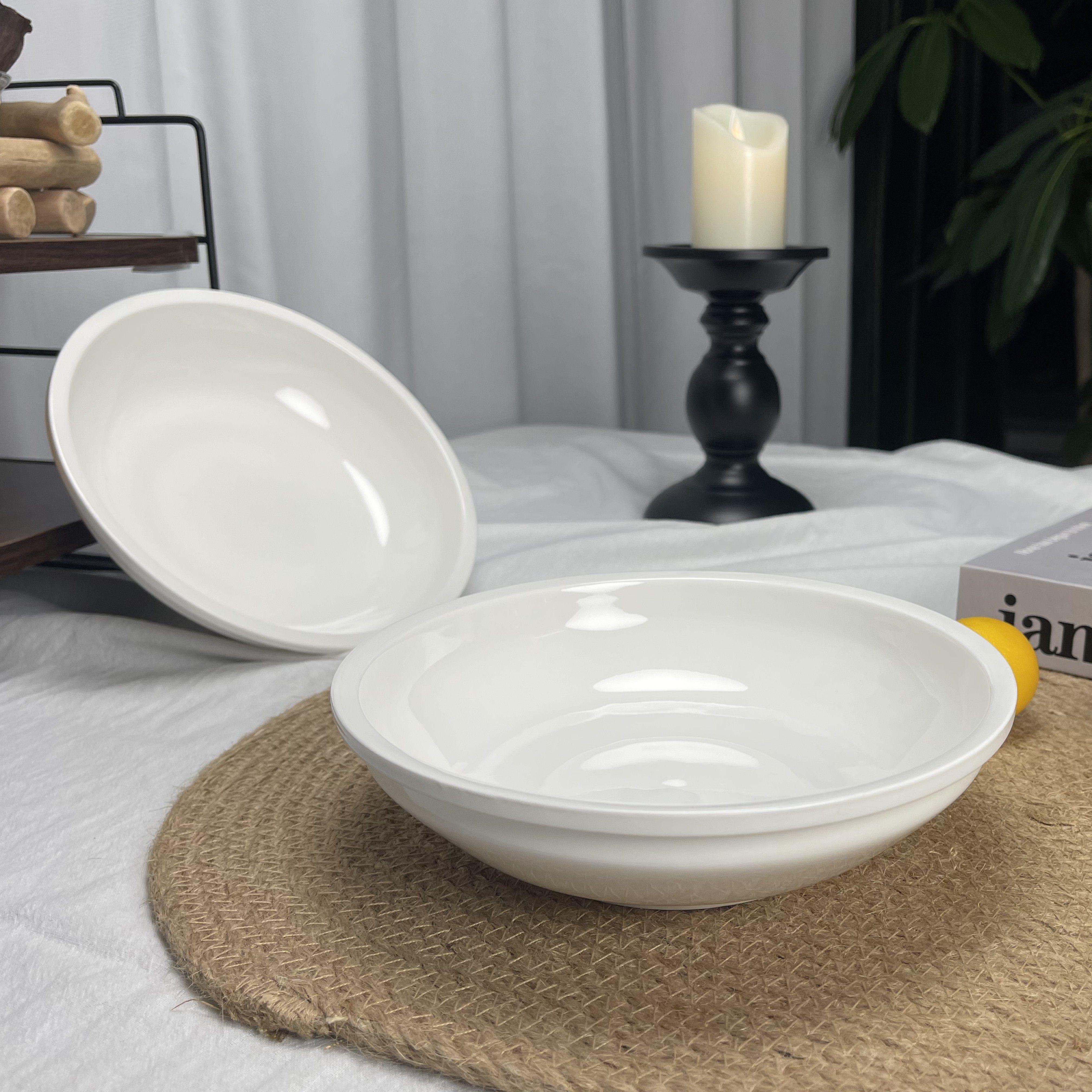 【超实惠纯白简约菜碗】陶瓷防烫餐具家用泡面碗酒店沙拉碗微瑕