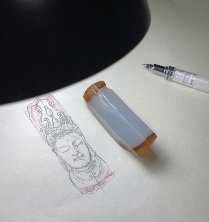 缅甸天然翡翠a货冰红翡翠俏色巧雕翡翠原石明料冰种玉观音玉吊坠