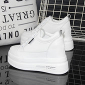 10cm小白鞋 韩版 2024秋季 内增高女鞋 新款 休闲鞋 百搭坡跟运动单鞋 女