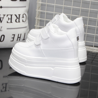 超高跟14cm小个子爆款女鞋秋冬季12cm厚底松糕鞋魔术贴内增高女鞋