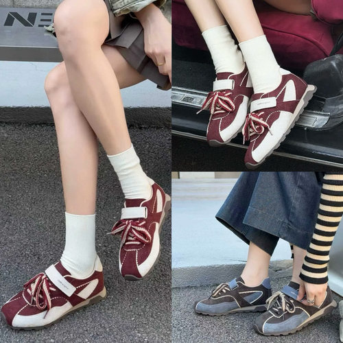 薇玖芭2026新款真皮厚底德训鞋女增高休闲运动阿甘鞋百搭舒适女鞋