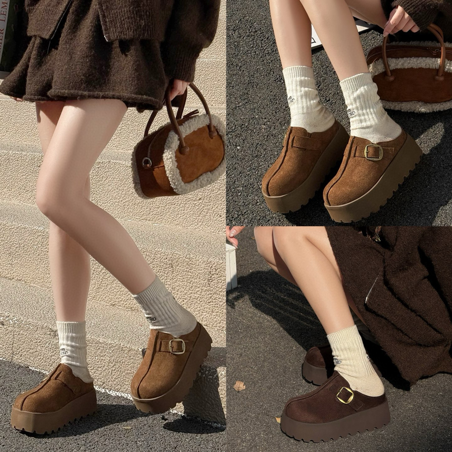 厚底勃肯鞋女2026春季新款复古百搭一脚蹬懒人鞋增高休闲博肯单鞋