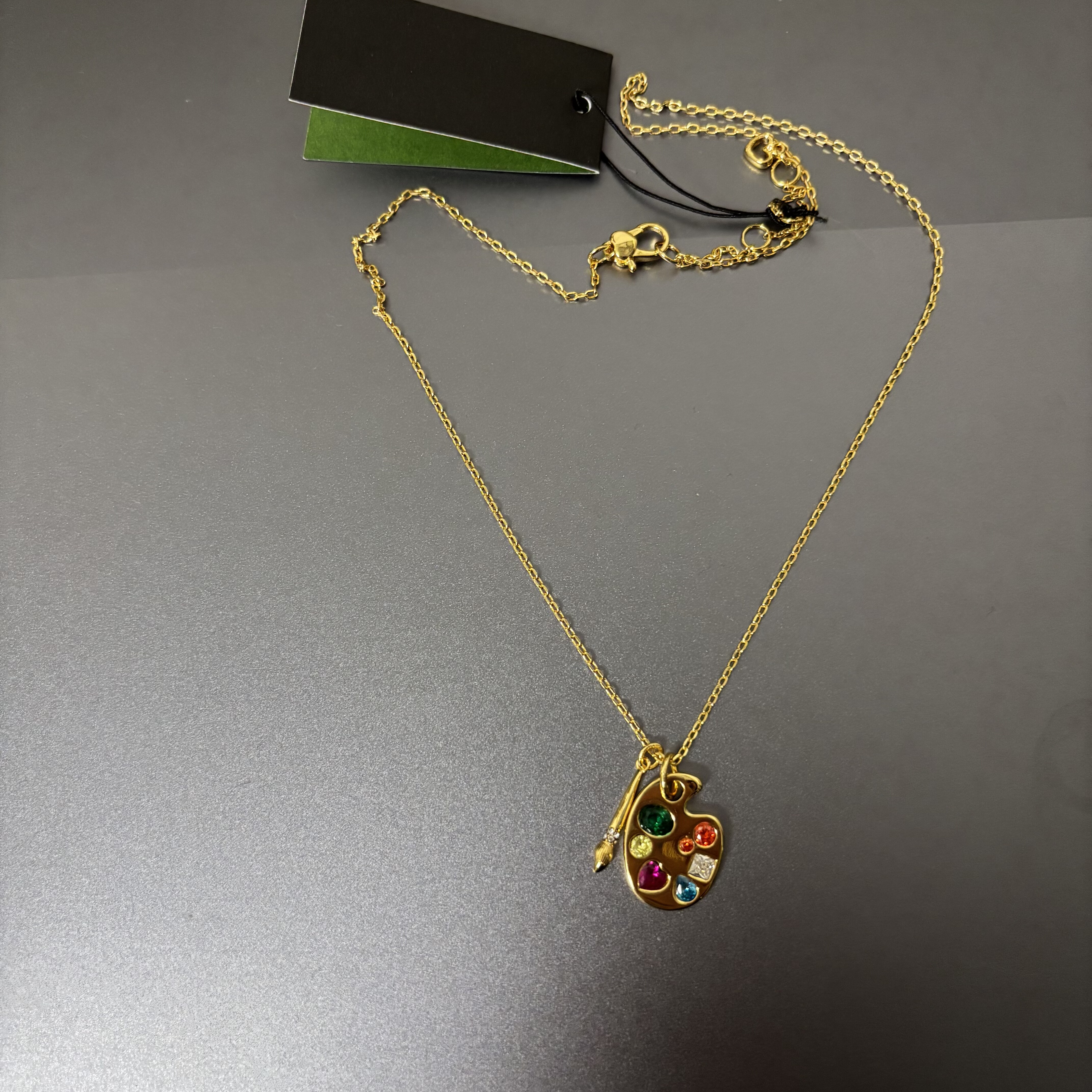 新款高品质 出口欧美轻奢首饰 调色盘画笔项链女镀金饰品