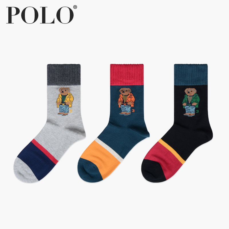 Polo潮牌袜子男冬季长筒卡通熊中厚棉袜秋天高筒潮个性中筒男袜子使用感如何?