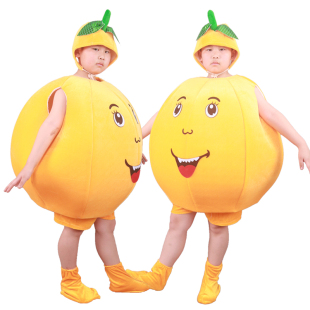 橘子表演服儿童水果大家园演出服装水果之王进行曲柑橘桔子舞蹈服