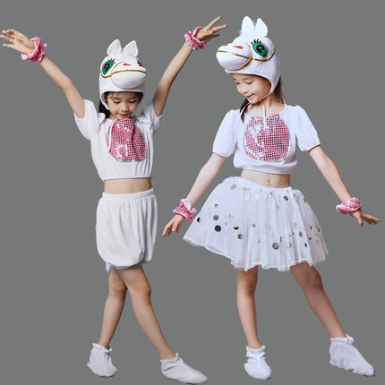 儿童小马过河演出服动物服装幼儿园白马衣服话剧卡通舞蹈表演服饰