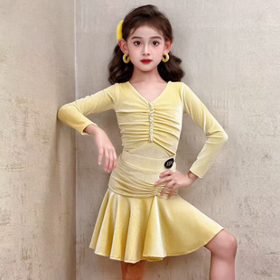 新款 少兒拉丁舞練功服高級感女童訓練服半身裙舞蹈服藝考表演服裝