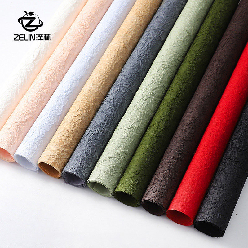 泽林新款手工石纹肌理纸花店包花束褶皱纹理纸高级感易塑性包装纸