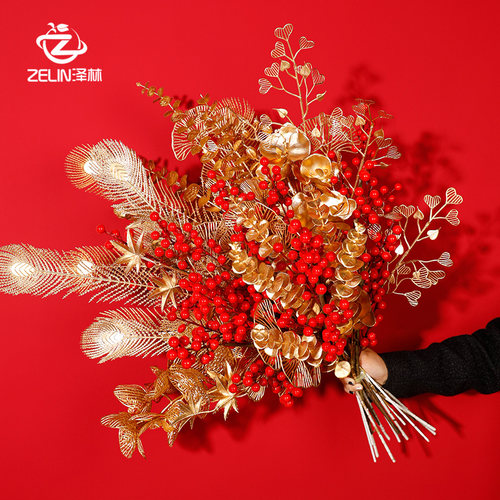 泽林福桶仿真花新年福桶配件