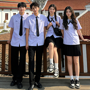 泰国泰式校服日系学院风男女高初中运动会毕业班服jk制服衬衫套装