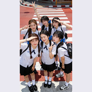套装 泰国泰式 校服jk制服男女高初中日系学院风运动会毕业班服衬衫