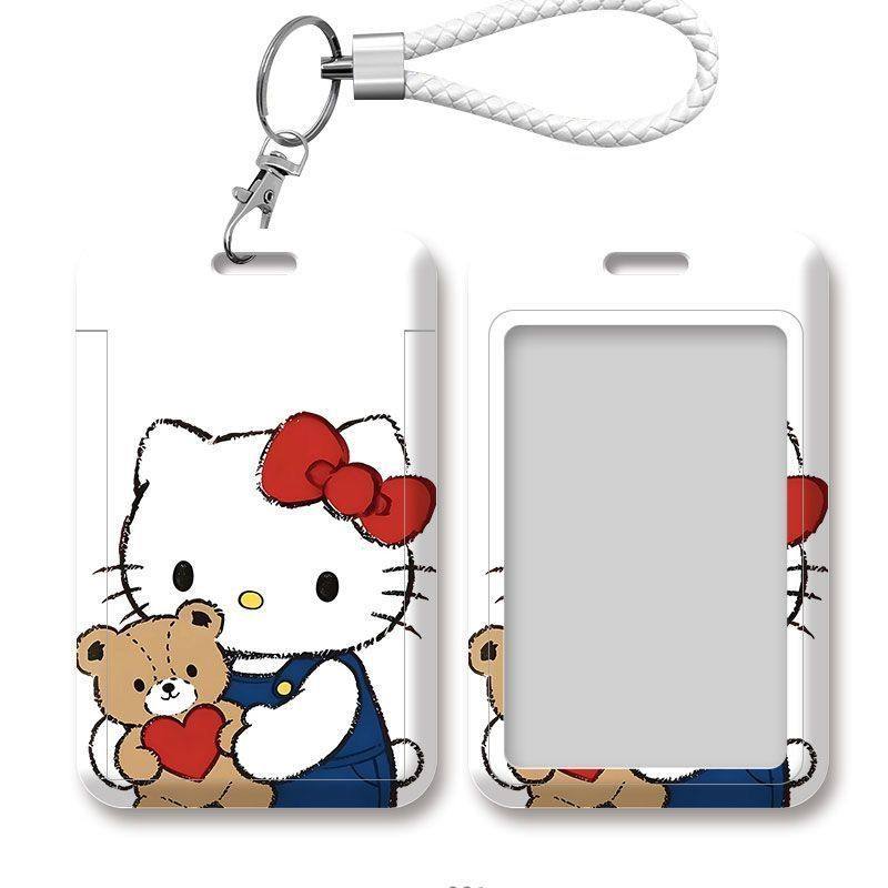 手绘抱小熊Kitty猫卡套门禁卡校园饭卡套公交卡学生卡校牌挂绳款,文具电教/文化用品/商务用品,卡套/证件套,淘宝优惠券,粉丝福利购,淘宝优惠卷