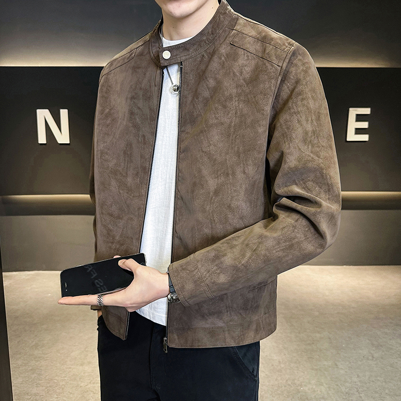 麂皮外套男春秋季2025新款高级感潮牌男装上衣服男款痞帅潮流夹克