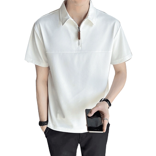 短袖t恤男款夏季潮牌高级感潮流纯色百搭Polo衫半袖衣服男装体恤