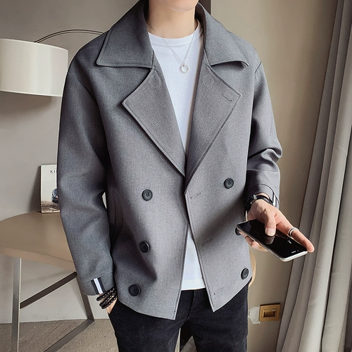 Осенний трендовый плащ, универсальная короткая мужская куртка для отдыха в английском стиле, коллекция 2022