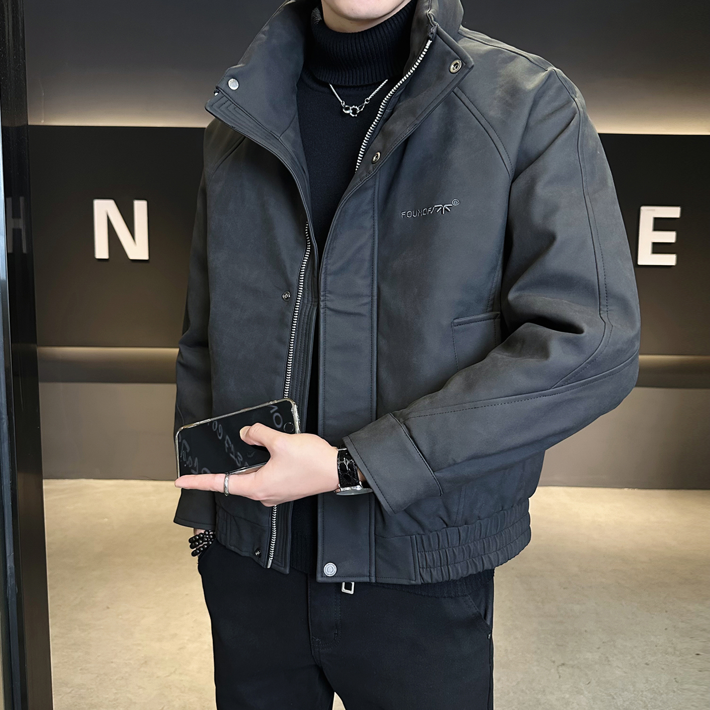 皮羽绒服男冬季新款高级感刺绣