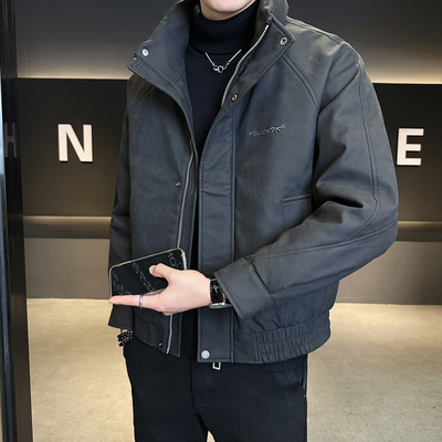 皮羽绒服男冬季新款高级感刺绣