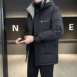 中长款男士羽绒服冬季2024新款连帽加厚潮牌高级感衣服男冬装外套