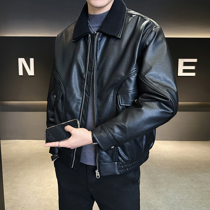 90白鸭绒皮羽绒服冬季加厚皮夹克