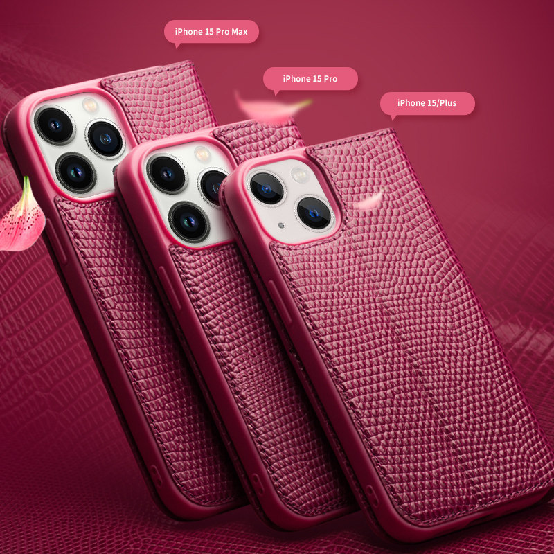洽利 适用于iphone15promax手机壳鳄鱼纹真皮套苹果15plus翻盖防摔时尚简约保护壳插卡式奢华女士专属皮套