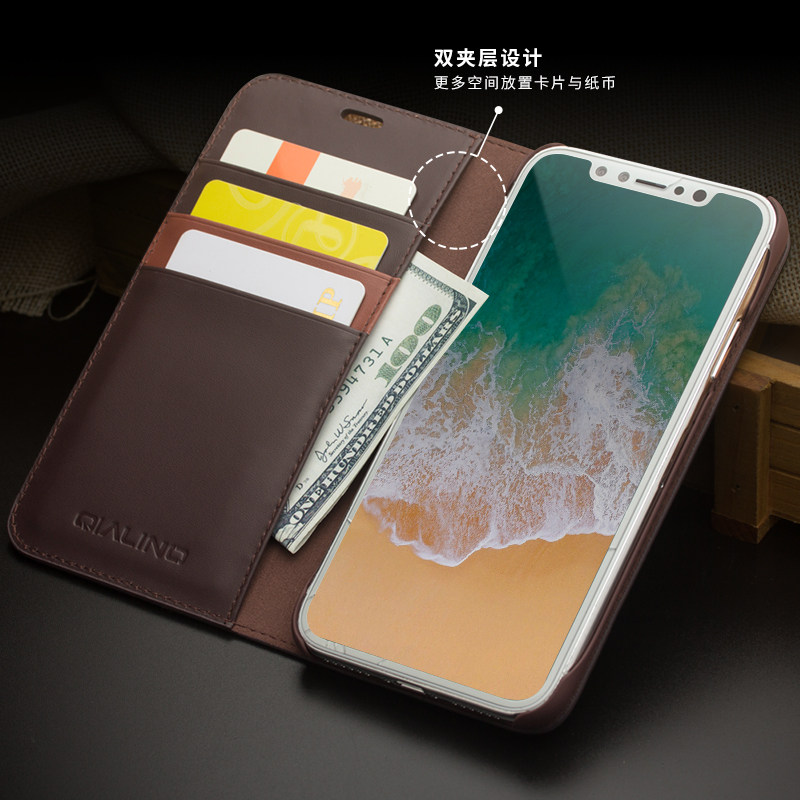 洽利适用于 iPhoneX手机壳真皮苹果X防摔简约保护套苹果10翻盖商务皮套