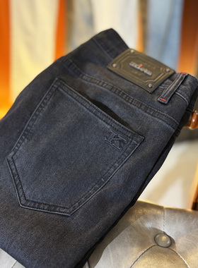 NTF轻奢欧美男装牛仔裤美式K字母印花小直筒修身水洗黑色休闲长裤