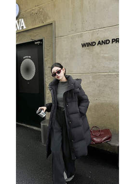 高端羽绒服女中长款连帽过膝宽松加厚泡芙90白鸭绒冬季新款面包服