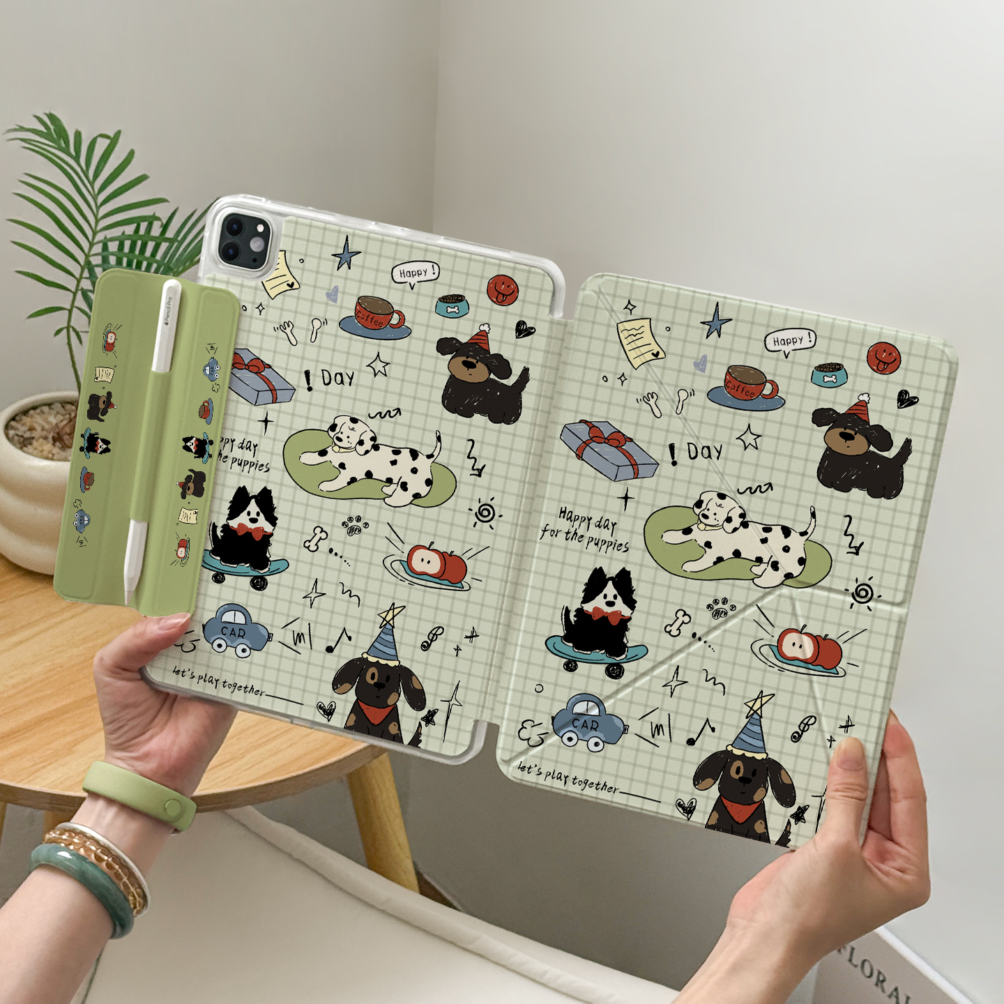 【磨砂全包】iPad磁吸笔袋K折壳