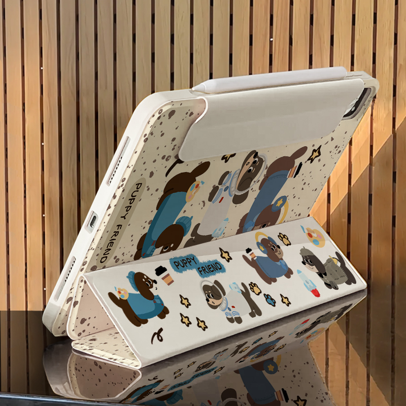 适用ipadpro保护壳air6新款11寸套3y折mini7磁吸拆分10代亚克力720°旋转air5防弯4摔13搭扣9无笔槽8可爱透明