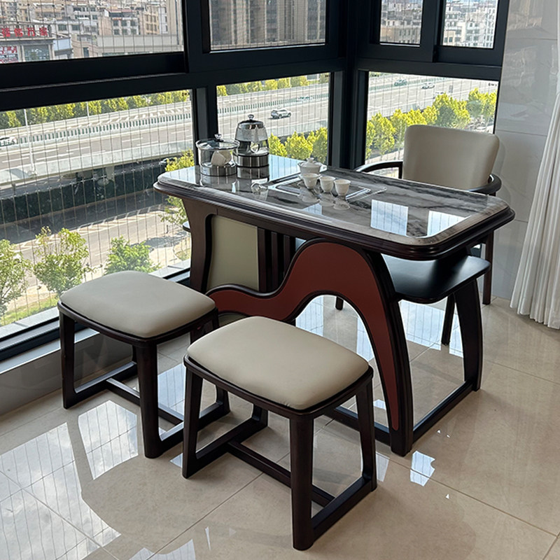 阳台现代简约实木超晶石茶桌椅