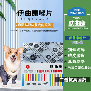 鼎尖肤曲康伊曲康唑片宠物狗狗真菌猫癣狗癣脱毛皮屑红疹猫皮肤病