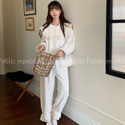 仙女荔枝绒韩国Public republic 睡衣女甜美软糯云感加厚家居套装