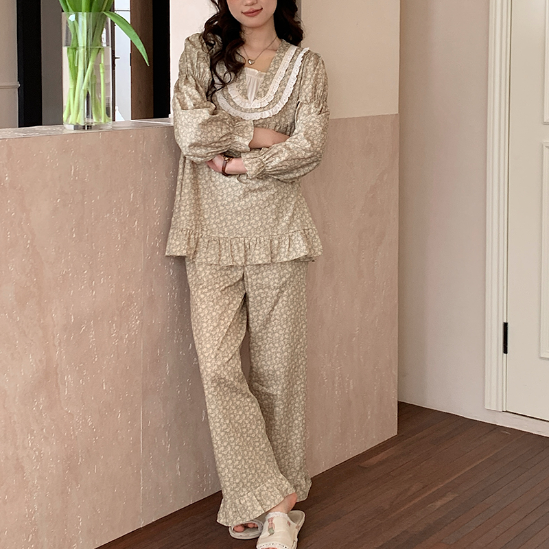 东大门同款睡衣女款早春碎花小清睡衣/家居服套装