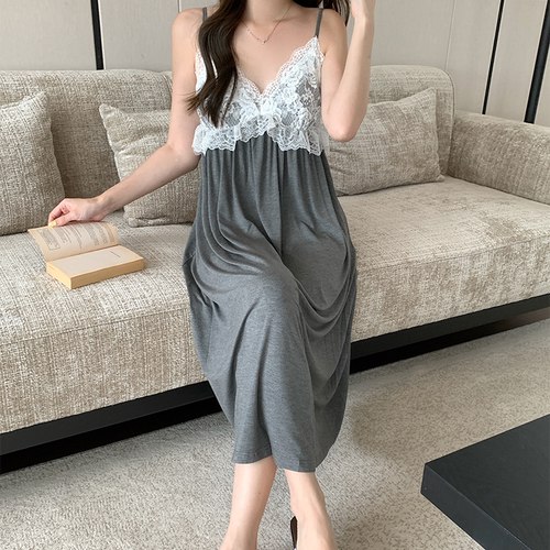 「海盐奶糕」First snow 夏季睡衣女甜美立体蕾丝莫代尔家居睡裙