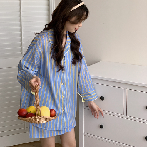 可外穿防晒东大门同款睡衣女清新甜美条纹少女系舒适薄款家居套装