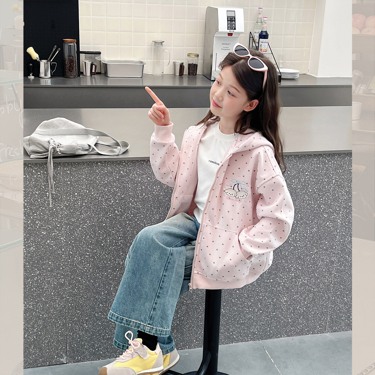 女童连帽运动外套春秋新款
