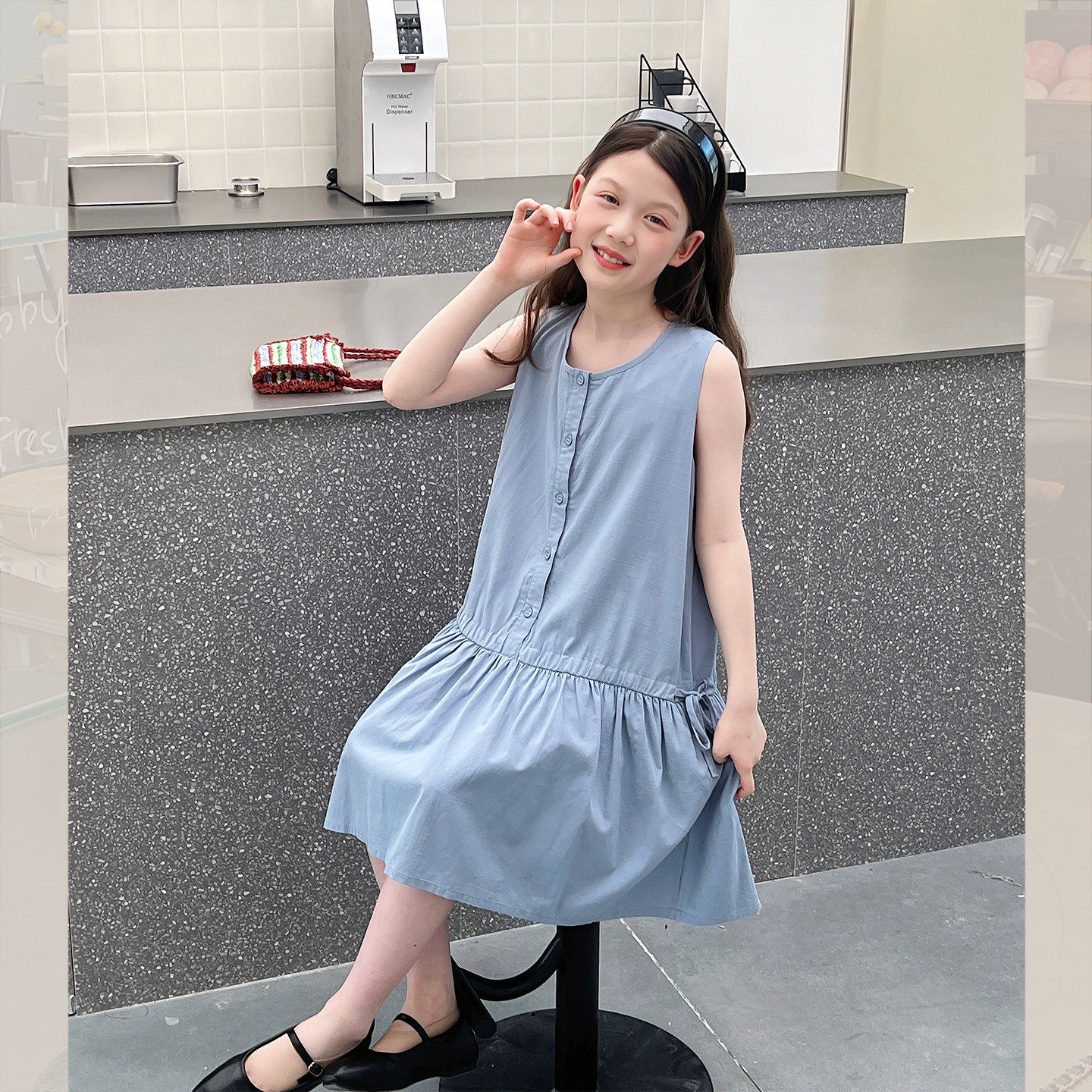 大童韩版无袖连衣裙女童洋气长裙子儿童网红背心裙2026夏装新款