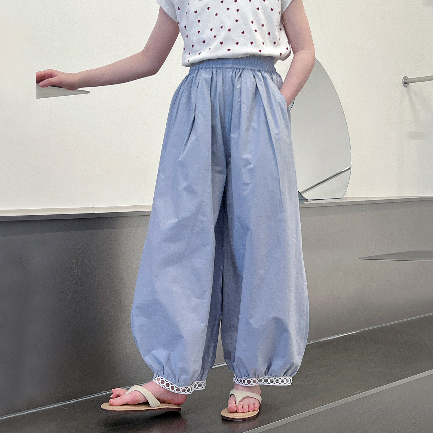 儿童洋气宽松九分裤女童休闲防蚊长裤子大童运动裤2026夏装新款