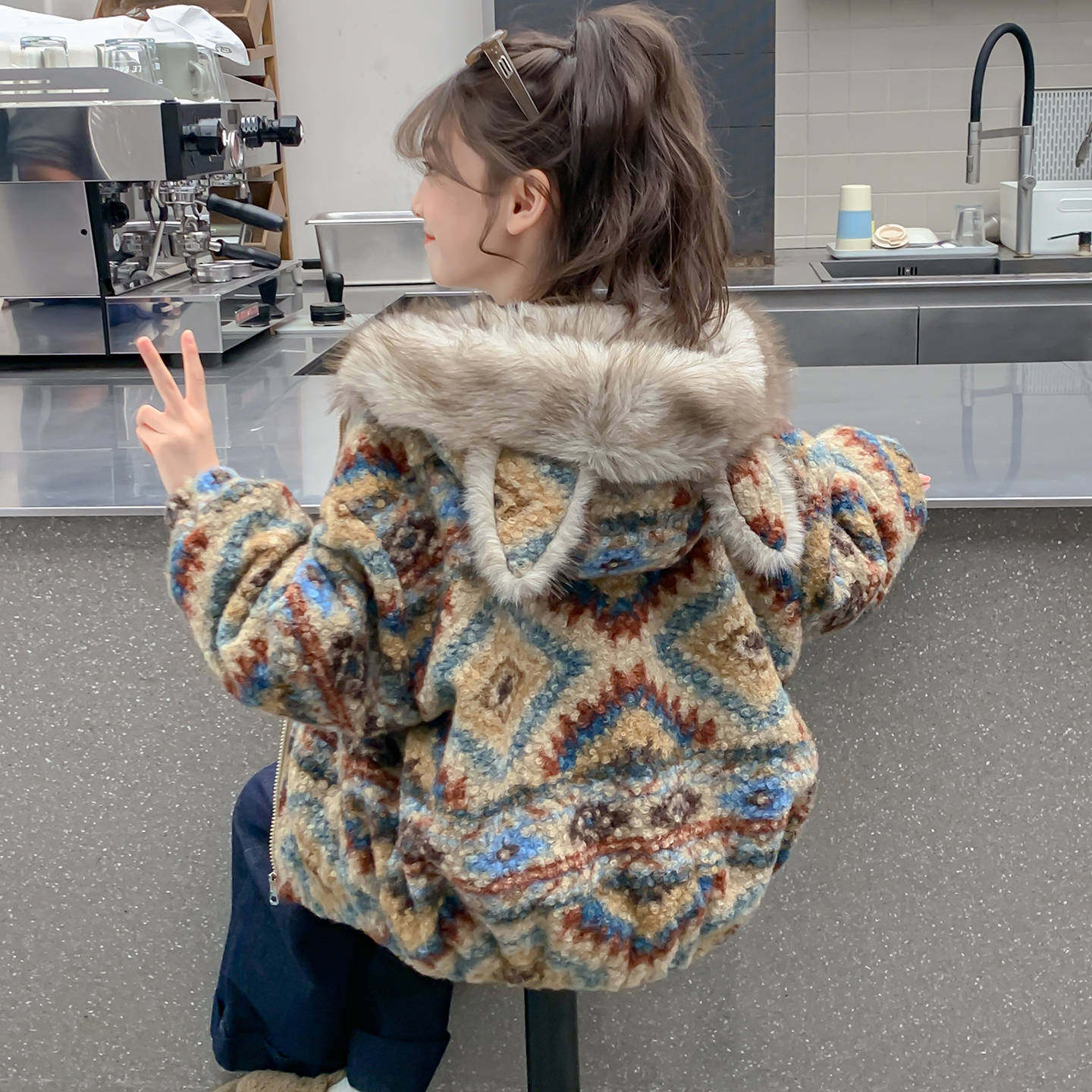 女童加绒加厚外套2025新款冬季