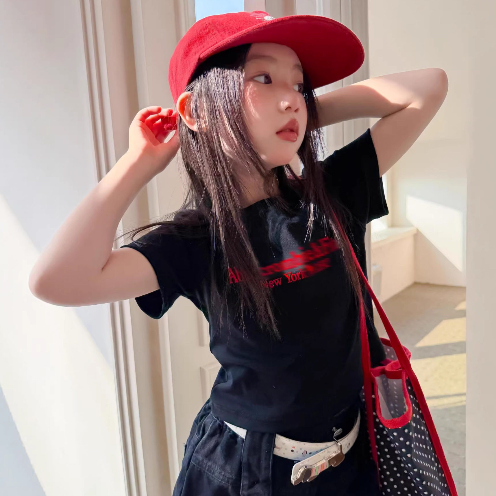女童短袖T恤2026春季新款儿童棉亲肤修身t恤衫字母印花洋气上衣