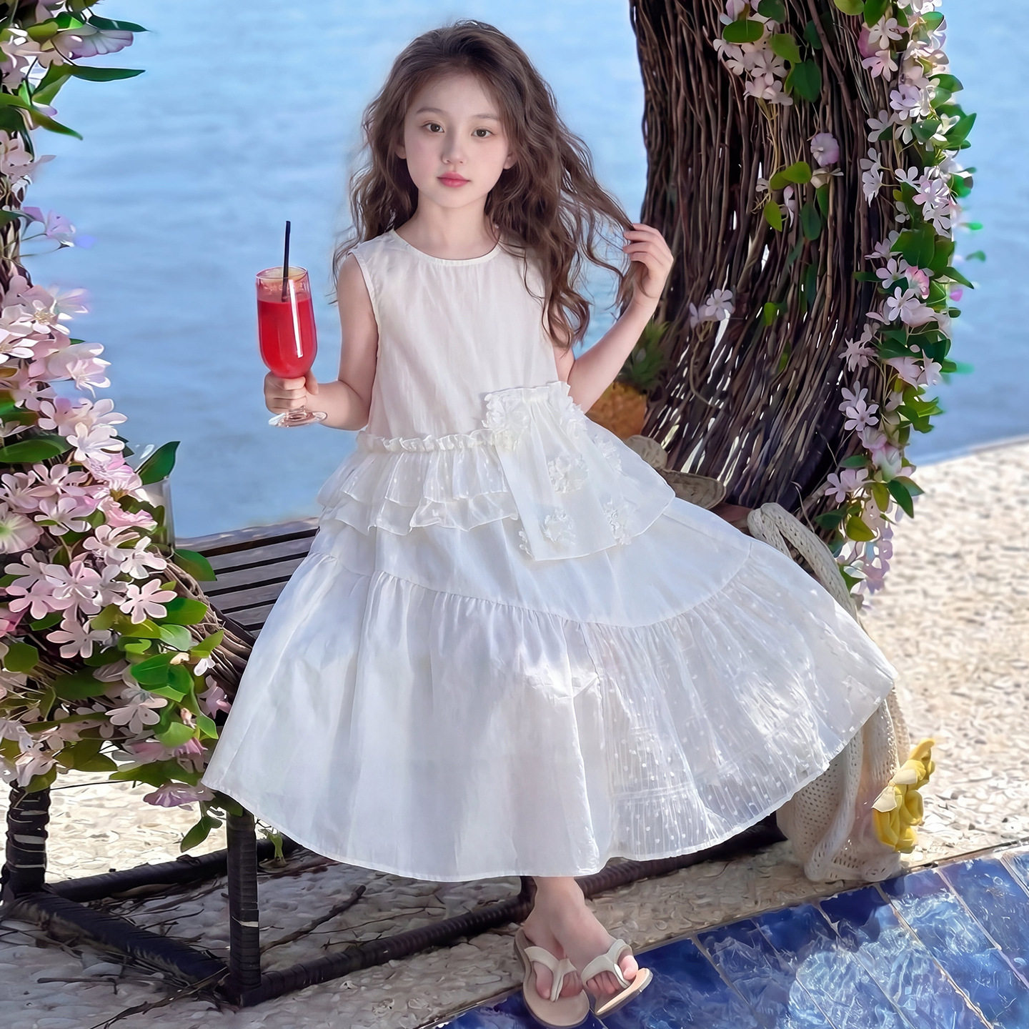 女童连衣裙夏季2026新款儿童网红好看白色裙子女孩夏款爆款公主裙