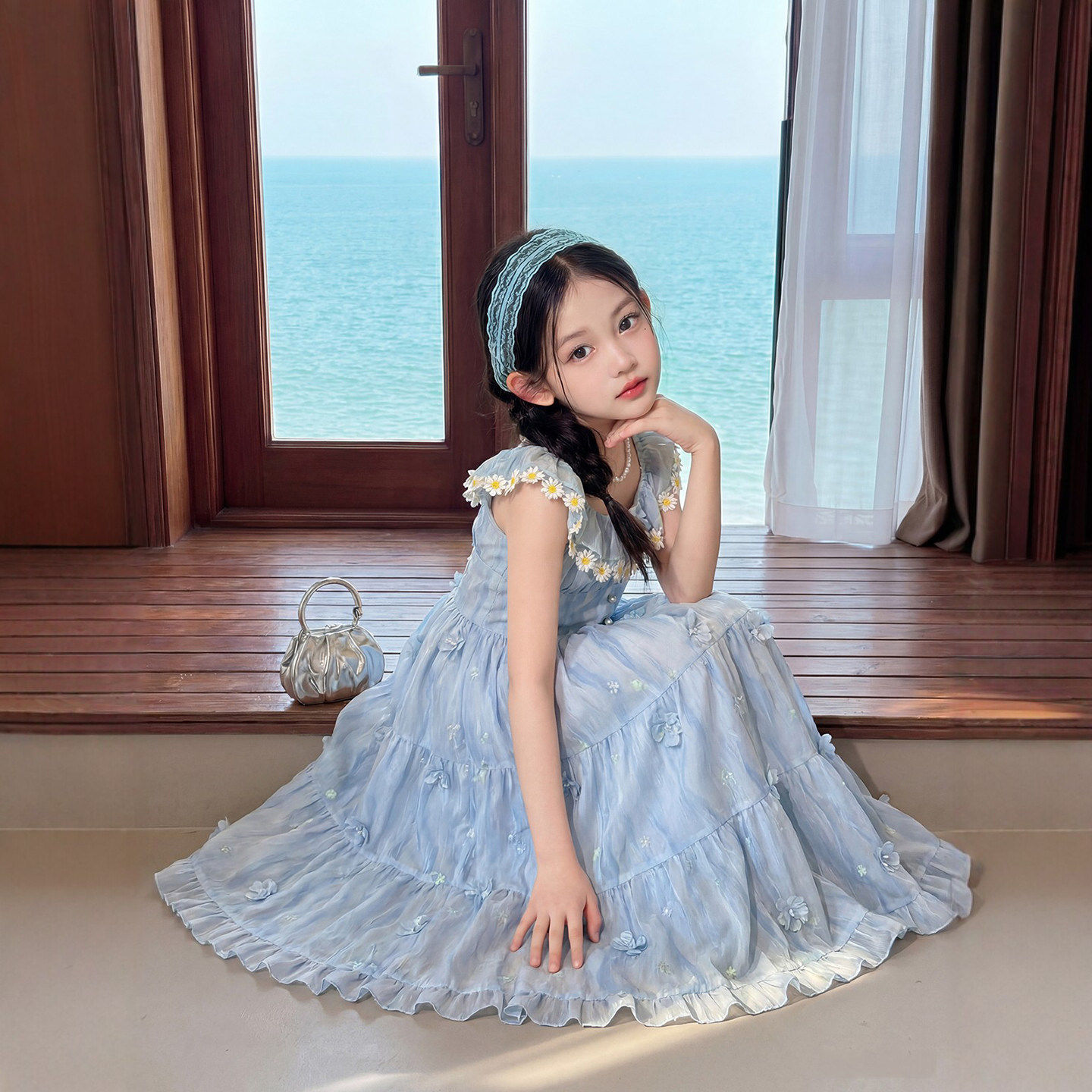 小女孩独特漂亮裙子绝美女童连衣裙夏季碎花裙儿童夏装雪纺裙凉感