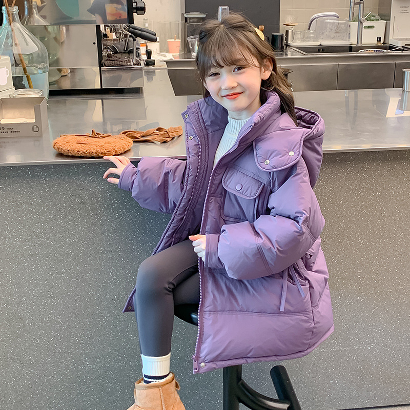 女童冬装棉服2025新款洋气小女孩中长款棉衣外套冬季儿童加厚大童